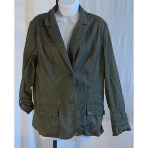 Womans Jaclyn Smith Cotton Jacket Shirt Top Blazer Olive Green Size L